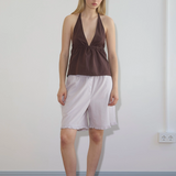 Deiji Studios Flounce Short - Lilac Stripe