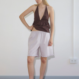 Deiji Studios Flounce Short - Lilac Stripe