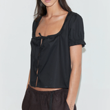 Deiji Studios Flounced Top - Black