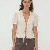 Deiji Studios Pintuck Top - Bone Check