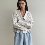 Deiji Studios Press Stud Short - Blue Stripe