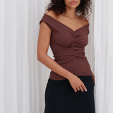 Dominique Healy Niveah Tee - Chocolate Rib