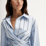 Elka Collective Dominic Wrap Shirt - Blue Stripe