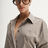 Elka Collective Emry Stripe Shirt - Taupe Stripe