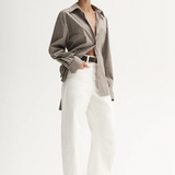 Elka Collective Emry Stripe Shirt - Taupe Stripe