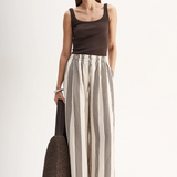Elka Collective Milo Stripe Pant - Chocolate Stripe