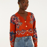 Farm Rio Cardigan - Victorian Floral Terracota