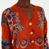 Farm Rio Cardigan - Victorian Floral Terracota