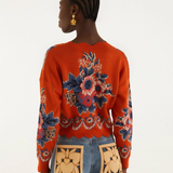 Farm Rio Cardigan - Victorian Floral Terracota