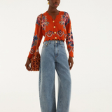 Farm Rio Cardigan - Victorian Floral Terracota