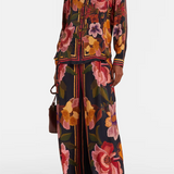 Farm Rio Chenille Flowers Pants - Black