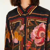 Farm Rio Chenille Flowers Shirt - Black