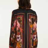 Farm Rio Chenille Flowers Shirt - Black