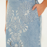 Farm Rio Denim Richelieu Midi Skirt