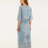 Farm Rio Denim Richelieu Midi Skirt