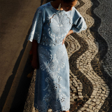 Farm Rio Denim Richelieu Midi Skirt