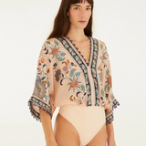 Farm Rio Floral Delhi Tapestry Light Pink Bodysuit
