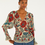Farm Rio Francesca Long Sleeve Blouse - Sand