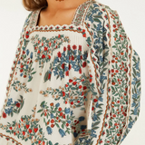 Farm Rio Fruit Beauty Scarf Off White Long Sleeve Blouse