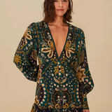 Farm Rio Jaipur Mini Dress - Black