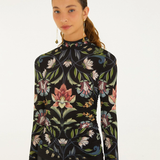 Farm Rio Jersey Blouse - Natalia Black