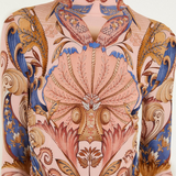 Farm Rio Jersey Blouse - Sea Garden Scarf Soft Pink