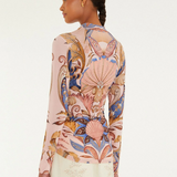 Farm Rio Jersey Blouse - Sea Garden Scarf Soft Pink