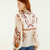 Farm Rio Long Sleeve Blouse - Berry Garden Cream