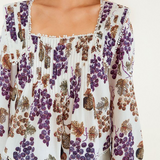 Farm Rio Long Sleeve Blouse - Grape Garden Cream
