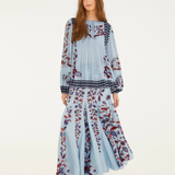 Farm Rio Long Sleeve Blouse - Marcelle Soft Blue