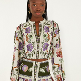 Farm Rio Long Sleeve Blouse - Rococo Flowers Cream