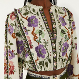 Farm Rio Long Sleeve Blouse - Rococo Flowers Cream