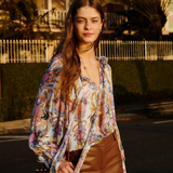 Farm Rio Long Sleeve Blouse - Sea Garden Off White