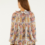 Farm Rio Long Sleeve Blouse - Sea Garden Off White