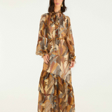 Farm Rio Long Sleeve Maxi Dress - Dotted Macaws Cream