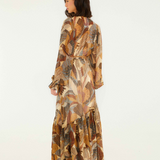 Farm Rio Long Sleeve Maxi Dress - Dotted Macaws Cream