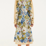 Farm Rio Long Sleeve Midi Dress - Garden Scarf Blue