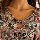 Farm Rio Long Sleeve Top - Rustic Flowers Winter White