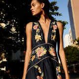 Farm Rio Maira Floral Dark Blue Midi Dress