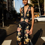 Farm Rio Maira Floral Dark Blue Midi Dress