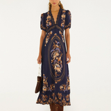 Farm Rio Maxi Dress - Lara Navy Blue