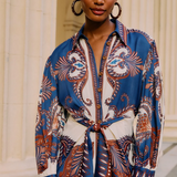 Farm Rio Midi Dress - Arabesque Scarf Blue