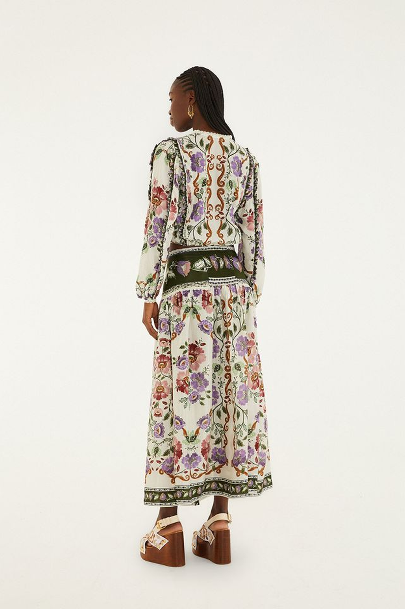 Farm Rio Midi Skirt - Rococo Flowers Cream