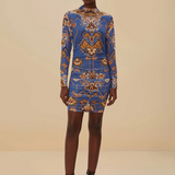 Farm Rio Mini Dress - Ornament Floral Blue