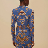 Farm Rio Mini Dress - Ornament Floral Blue