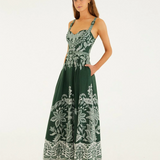 Farm Rio Miranda Maxi Dress - Dark Green