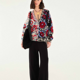 Farm Rio Mixed Valentina V Neck Knit Cardigan - Black