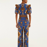 Farm Rio Ornament Floral Jumpsuit - Blue