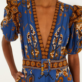 Farm Rio Ornament Floral Jumpsuit - Blue