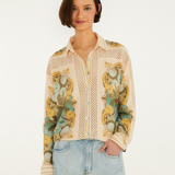 Farm Rio Royal Sea Multi Colour Crochet Detail Shirt